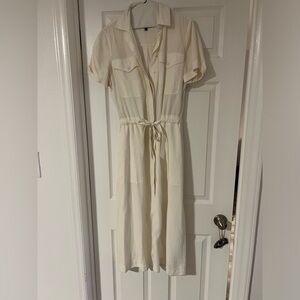 rag & bone Cream Midi Dress with Tie Waist